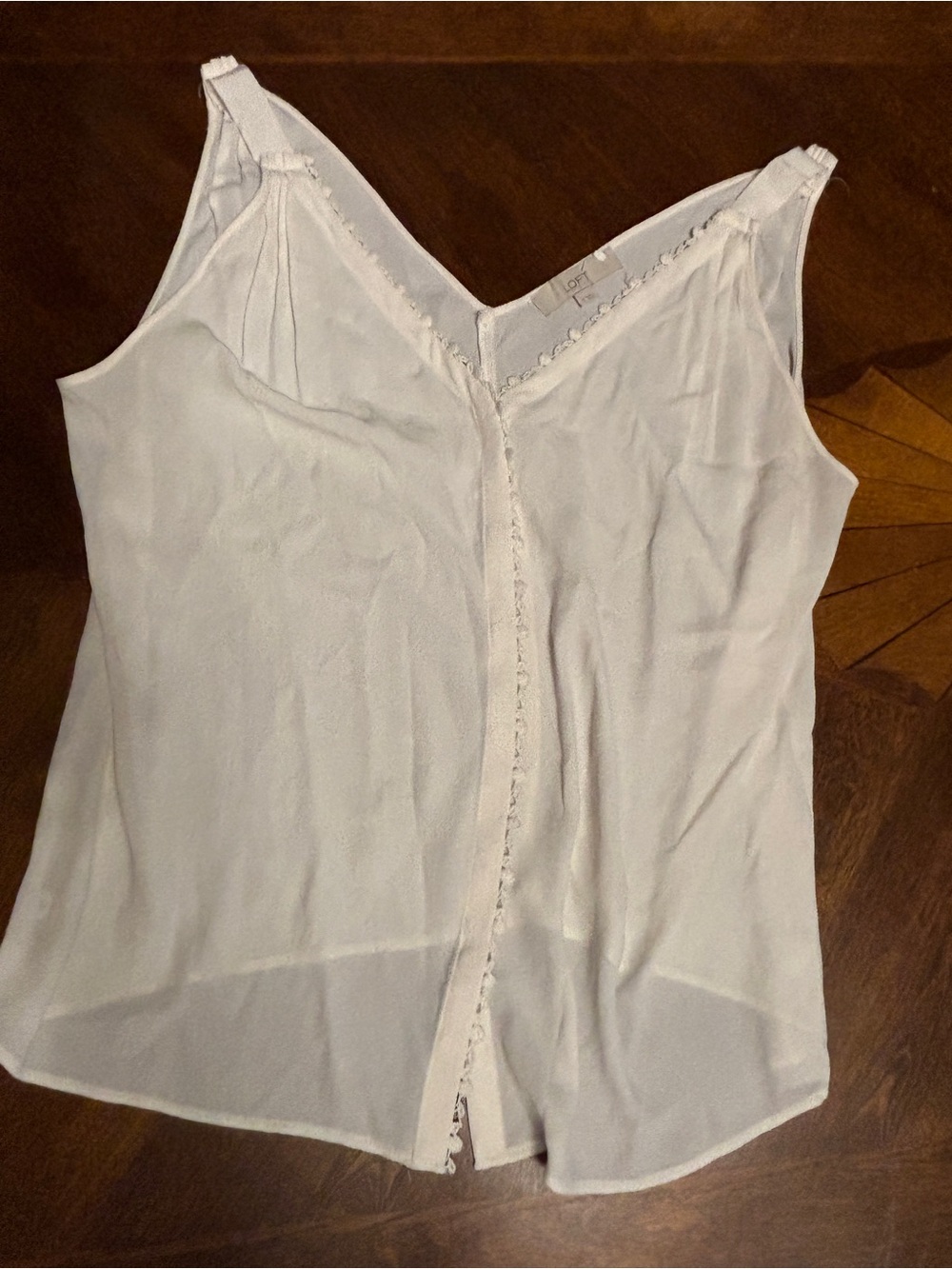 LOFT White Lace-Trim V-Neck Sleeveless Camisole